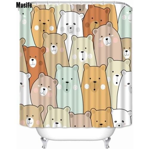 Musife Custom High Quality Little Bear Shower Curtain Waterproof Bathroom Polyester Fabric Bathroom Curtain
