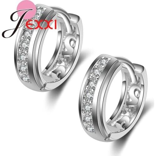 High Quality Silver Hoop Earrings Luxury Rhinestone Female Cute Ear Jewelry Piercing Gifts Ear Accessories Fast Shipping