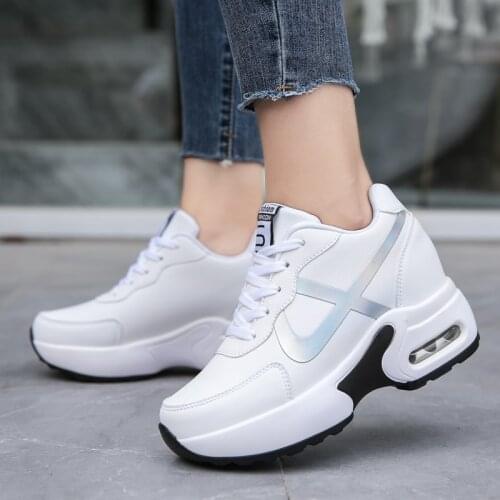 Height Increasing Womens Sneakers Platform Breathable Casual Shoes Air Heel Lace Up Ladies Leisure Shoes Fashion Sneakers