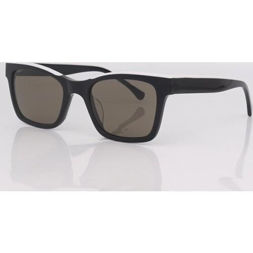 Rectangle two color frame sunglasses women white top fashion style brown lens