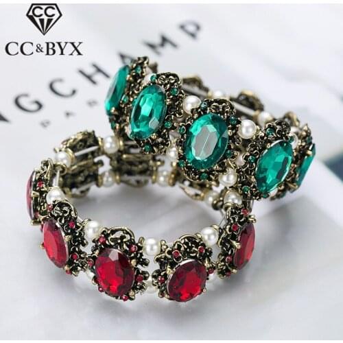 CC Vintage Ethnic Style Bracelets For Women Luxury Jewelry Adjustable Pearls Bracelet Elastic Force Hand String Bijouterie B042