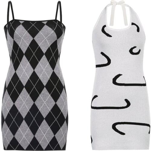 Robe femme Knitted Bodycon Dress Women Y2K Halter Neck Summer Sleeveless Midi Backless Party Sexy Dresses Vestidos платье 2021