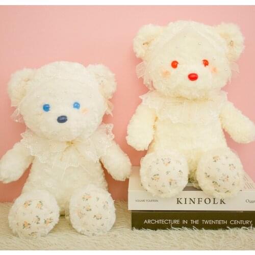 1pc 45cm Kawaii Curly Bear Plush Toys Exquisite Lace Teddy bear Dolls Stuffed Soft Animal Pillow Christmas Gifts For Kids Girls