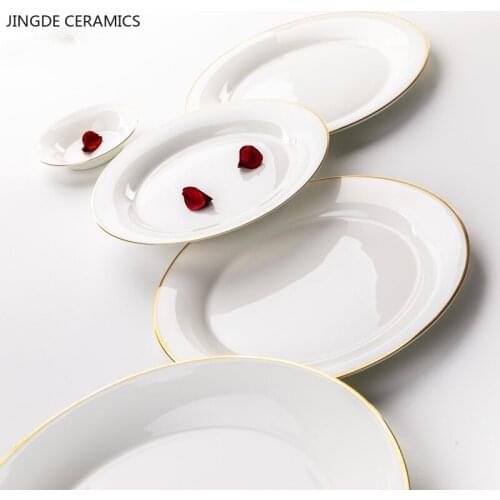 1pc Pure White Phnom Penh Ceramic Western Food Dishes Round Serving Tray Plate Dish Dinner Plates Restaurant Kitchen Tableware