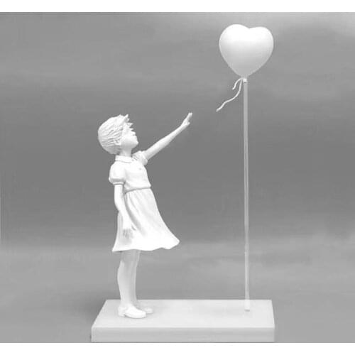 43cm Resin Statue Sculpture Banksy Balloon Girl Statue Bomber Collectibles Modern Jewelry Figurines Home Decor Accessories