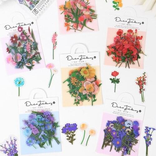 46pcs/box Flower Field Plant Stickers Label Stamp Kawaii Handmade Adhesive Paper DIY Scrapbooking Notebook Sticker Stationery