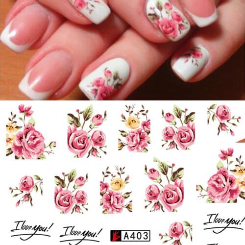 1 Sheet Floral Water Decals Flower Nail Art Water Transfer Stickers Manicure Nail Art Decoration for Nail Art Tattoo #249319