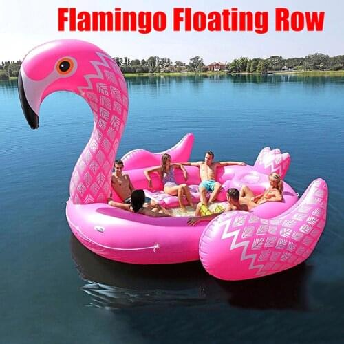 6-8person Huge Flamingo Pool Float Giant Inflatable Unicorn Swimming Pool Accessories Island For Party Floating Boat Outdoor Toy