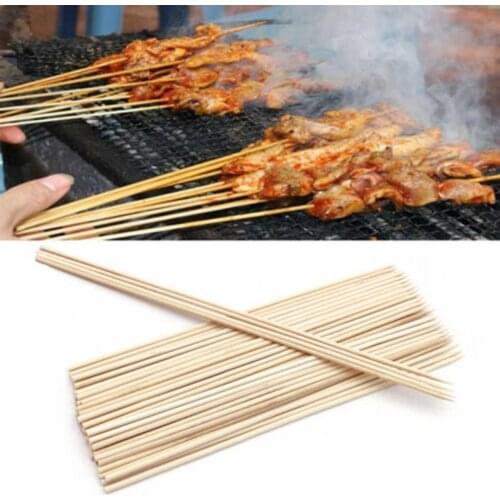 60% Hot Sale 50/100Pcs Disposable Barbecue BBQ Bamboo Skewers Meat Food Meatballs Wood Sticks Kitchen Tools Gadgets
