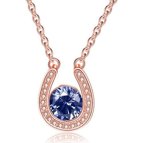 925 Sterling Silver Personalized Birthstone Pendant Chain u Shape Custom Rose Gold Color Necklace for Women Fine Jewelry Gift