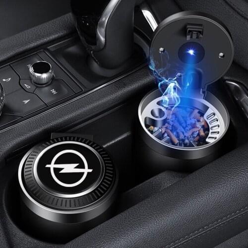 Car Ashtray with LED Light Push Type For Opel Astra J H G K Insignia Corsa D B E Mokka Logo Smoke Cigarette Ashtray Holder Box
