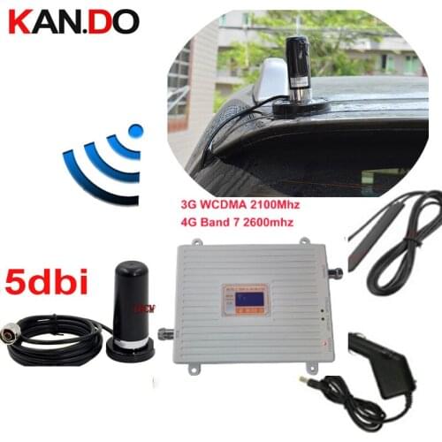 Car use 3G 4G booster repeater set w/ antenna 3G WCDMA &4G amplier BAND7 LTE 4G booster 22dbm 65dbi 2600mhz 4G booster repeater