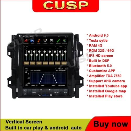 Android 9 Vertical Screen Tesla style Car GPS Navigation For Toyota Fortuner 2016- head unit multimedia player tape recorder