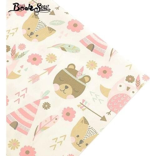 Booksew 100% Cotton Twill Fabric Meters Cute Cartoon Design Telas Tissu DIY Quilts Baby Bedsheet Sewing Cloth Patchworks Cushion