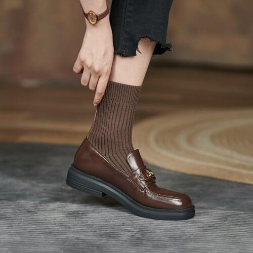 2021 Winter Genuine Leather Women Boots Fashion Round Toe Chunky Heel ANKLE Boots Platform Shoes Women Shoes Modern boots