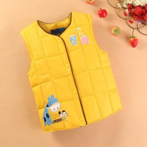 18M-7TChildren Warm Vests Winter Kids Boys Girls Candy Color Cartoon Dot Clothes For Baby Button Cute Waistcoat Outerwear Jacket