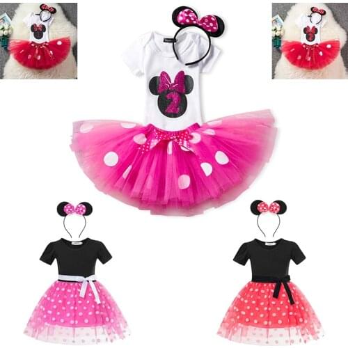 Minnie Dress Up Kids Costume Dots Tutu Mickey Fancy 1-6 Year Birthday Party Dress Girls Baby Vestido For Children Infant Wear