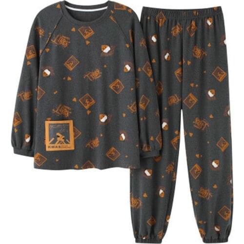 Cotton Home Suit Long Sleeve Sleep Tops + Pants Lounge Set Sleepwear Womens Pijama De Mujer Nightie Night Pyjama Femme