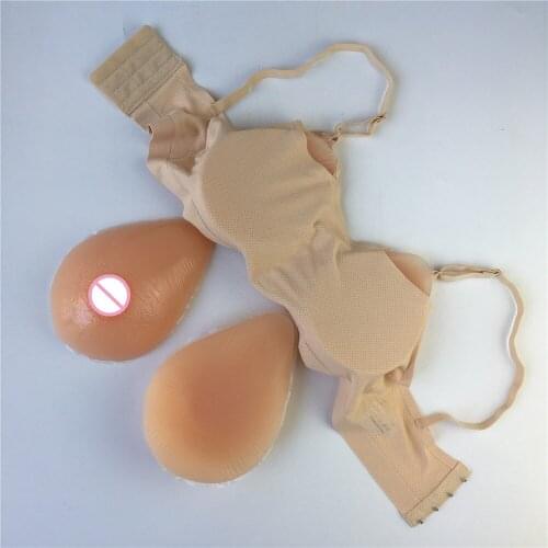 1200g crossdresser fake boobs drag queen shemale breast forms silicone soft real with bra