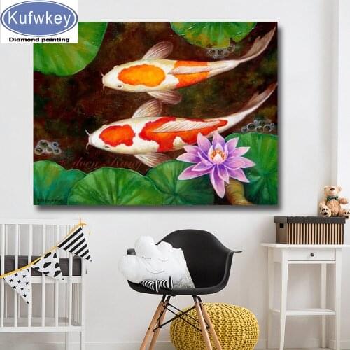 Koi fish 5d Diy diamond painting sale 3d picture of rhinestone embroidery diamond mosaic wall sticker cross stitch home art