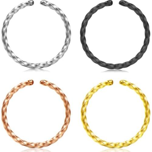 Body Jewelry 20G Surgical Steel Braided Nose Hoops for Pierced and Fake Nose & Cartilage Nose Ring Piercings
