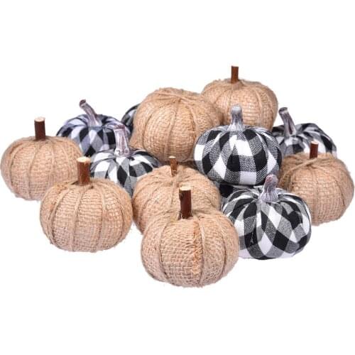 Fall Harvest Decor Prop 8PCS Artificial Pumpkins Autumn Ornaments Halloween Decor Burlap Pumpkin Thanksgiving Banquet Home Decor