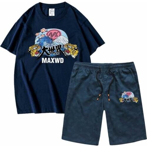 Mens Sets MAX WORLD tiger tees and Shorts sportswear t shirts Short sleeved set 2 pcs casual homme tees wholesale Sports shorts