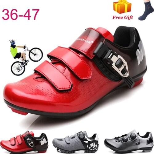 Professional Self-Locking Cycling Shoes sapatilha ciclismo MTB Leather Upper Moutain Bicycle Sneakers Men zapatillas de deporte