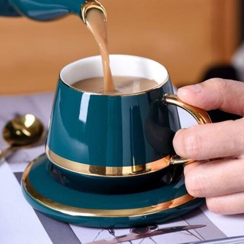 180ML Ceramic Tea Cup Set Coffee Cups and Saucer European Style Breakfast Milk Cup Home Office Teacup Porcelain Drinkware