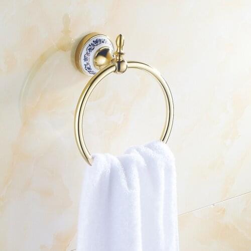 Euro style towel ring Diamond Gold chrome Wall-Mounted towel shelf Bathroom shelf Bathroom Accessories