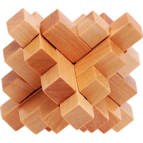 New Educational Toy 3D Wooden Puzzles Game For Adults Kids IQ Brain Teaser Luban Lock Kongming Lock Puzzles Toys
