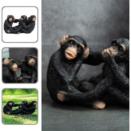 Resin Novelty See No Evil Monkeys Statue Eye-catching Monkeys Figurine Interesting for Desk