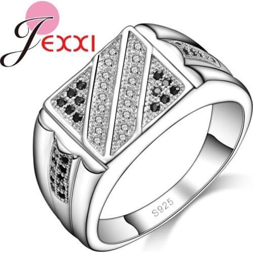 New Arrival Geometric Zircon Rhinestone Women Finger Rings Simple Style Unisex Party Accessories 925 Sterling Silver Jewelry