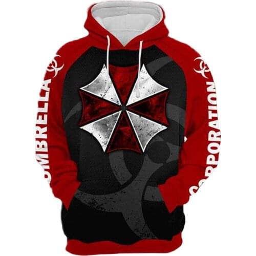 Resident Umbrella Corporation Cosplay Hooded Uniform Streetwear Mens Hoodies Zipper Hoddies Coats Sweatshirt