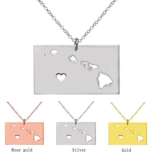 Hawaii map State Necklace Pendant Country Map Pendant Charm Jewelry Gift for Women Teens