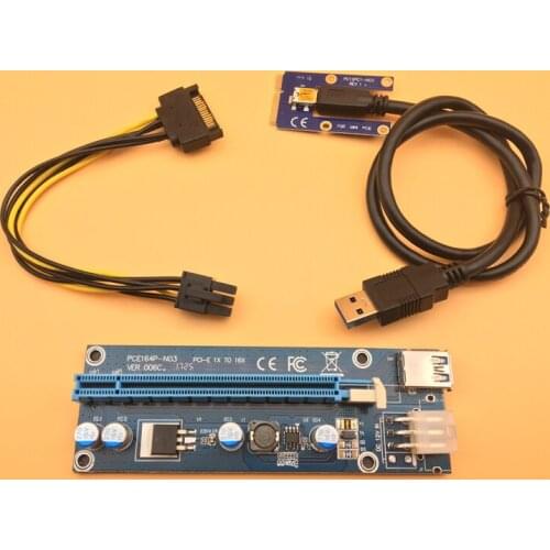 NEW Mini PCI-E PCI Express 1x to 16x Riser Card USB3.0 to PCIE Graphics Card Slot 6Pin Power Supply for Bitcoin BTC Miner Mining
