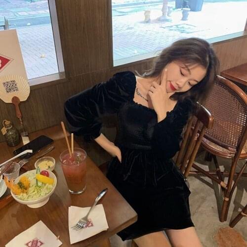 Dress Women Thicker Spring Elegant Korean Vintage Elastic Waist Classic Black Womens Party Vestidos Slim Stylish Sexy Ladies New