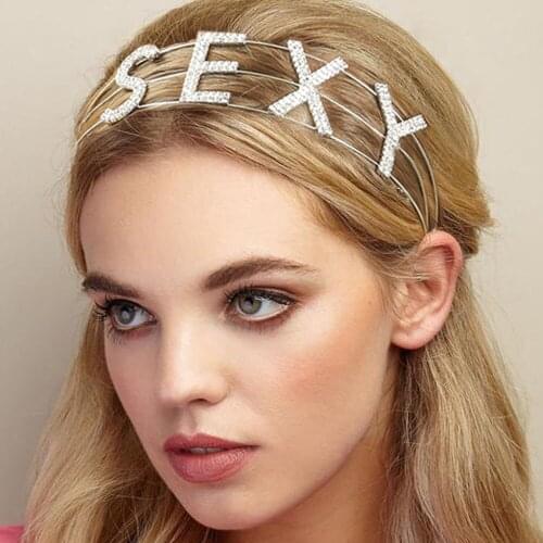 Stonefans Fashion SEXY Letter Headband Rhinestone Crown for Women Bridal Word Crystal Headpiece Band Hair Jewelry Accessories