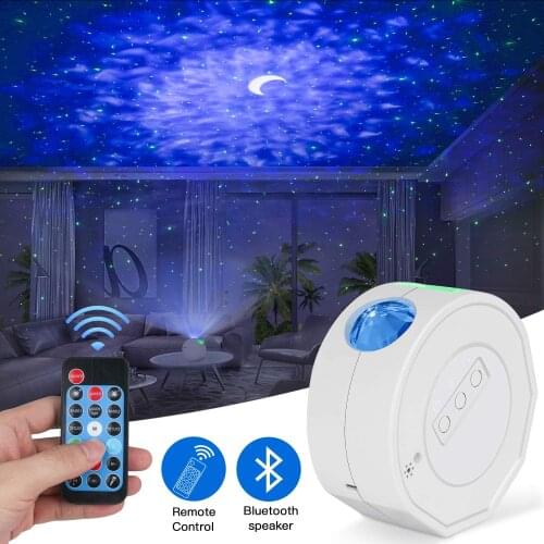 Star Sky Projector Star Night Light Projection Green Laser Star moon Rotating Clouds With Bluetooth Speaker Remote Control