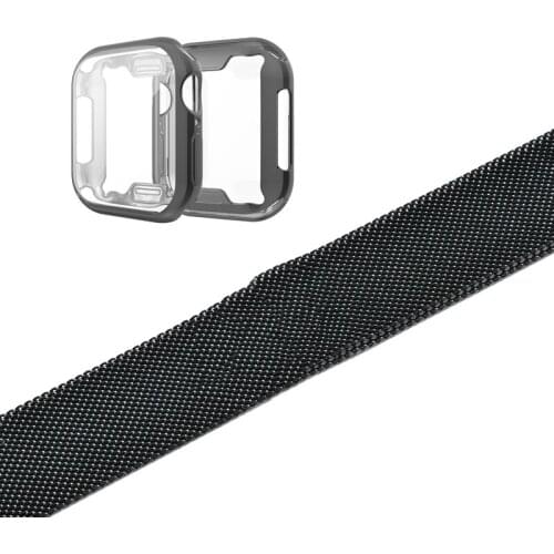 Milanese Loop Bracelet strap for Apple Watch Series 4 5 With TPU Bumper Slim fit Case for IWatch 38mm 42mm 40mm 44mm strap Case