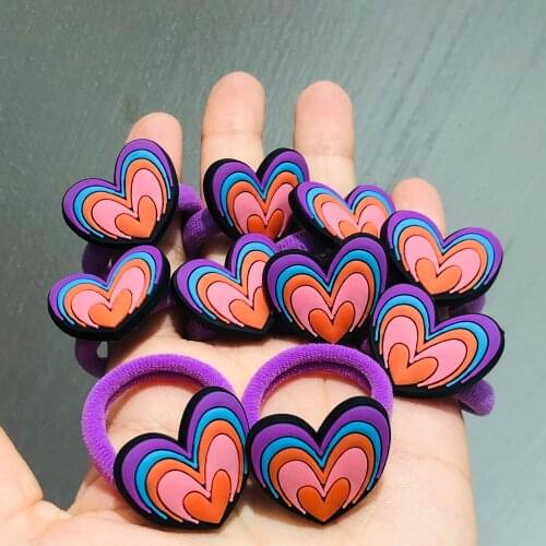 10Pcs/set Multilayer Heart-shaped Hair Accessories Children Rubber Bands Scrunchies Elastic Hair Bands Girls Headband Ties