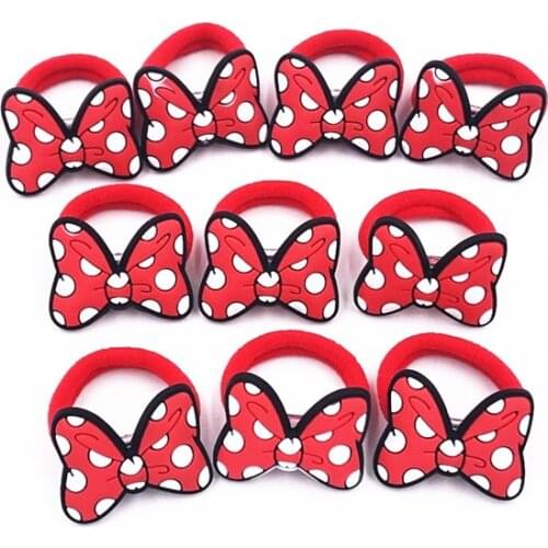 10PCS Cartoon Bowknot Children Rubber Bands for Girls BB Headwear Simple Elastic Hair Bands Kids Gift