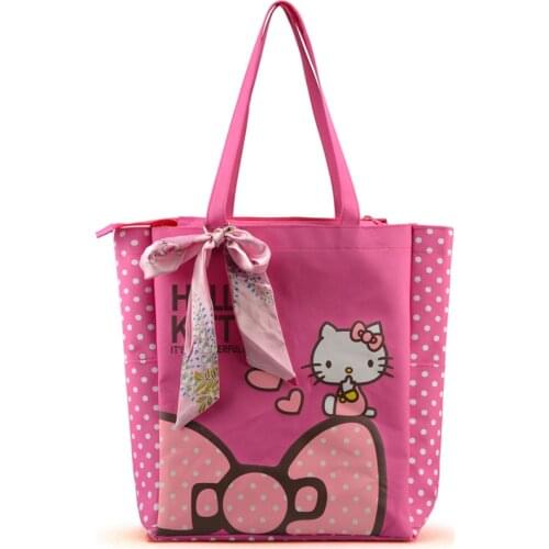 Sanrio Hello Kitty Shoulder Bag Oxford Cloth handbag Melody Bow Shopping Bag Girls Tote Bag