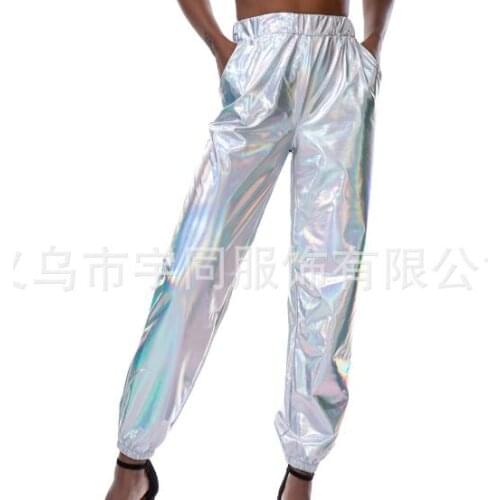 Holographic pants Nightclub Dance pants DJ Loose Trouser Pencil