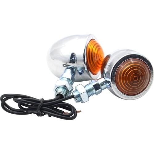 2pcs Retro Motorcycle Turn Signals Lamp Motocross Amber Lens Indicator Lights IP66 Waterproof Motorbike Indicator Blinker Light