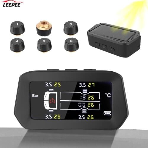 Digital LCD Display 6 Tires Car TPMS Tyre Pressure Monitoring System Freight Car Security Alarm Systems Light Truck