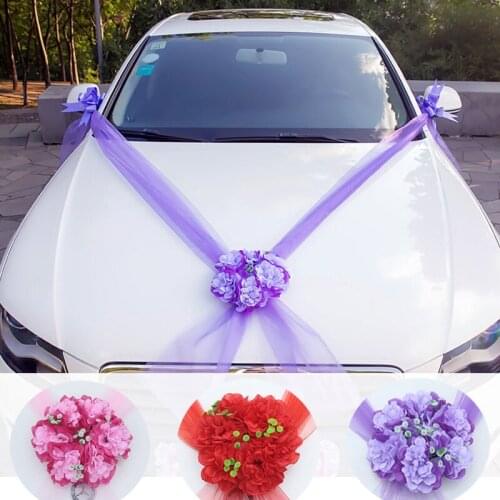 Wedding float decoration artificial flower car wedding decoration supplies romantic wreath gauze DIY ribbon