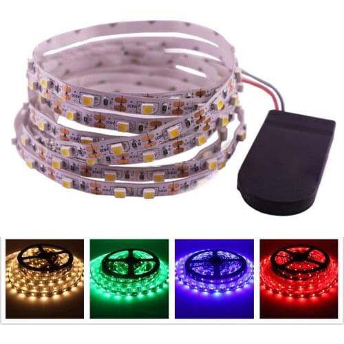 DC 5V LED Strip Light Waterproof SMD3528 5MM 8MM 60LEDs/m Button Battery Powered Flexible LED Tape LED Lights Lamp 0.5m 1m 2m