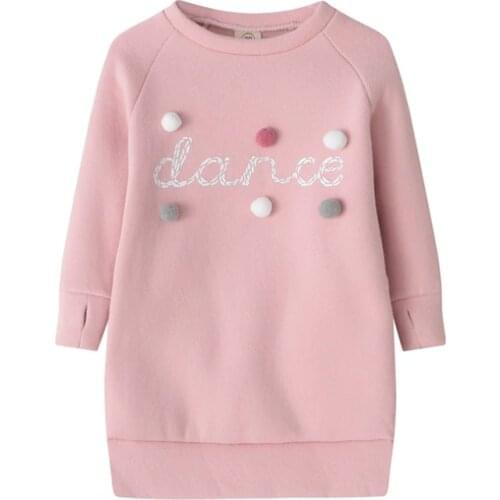 Child Baby Girls Warm Dress Autumn Winter Plush Ball Long Sleeve Mini Sweater Dresses Girls Party Princess Dress Clothes 1-5Y