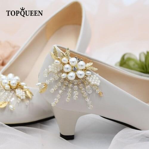TOPQUEEN X06 Metal Shoes clip Wedding Beautiful Pearls Rhinestone Accessories For Women Sandals Party Dresses Detachment Pinkage